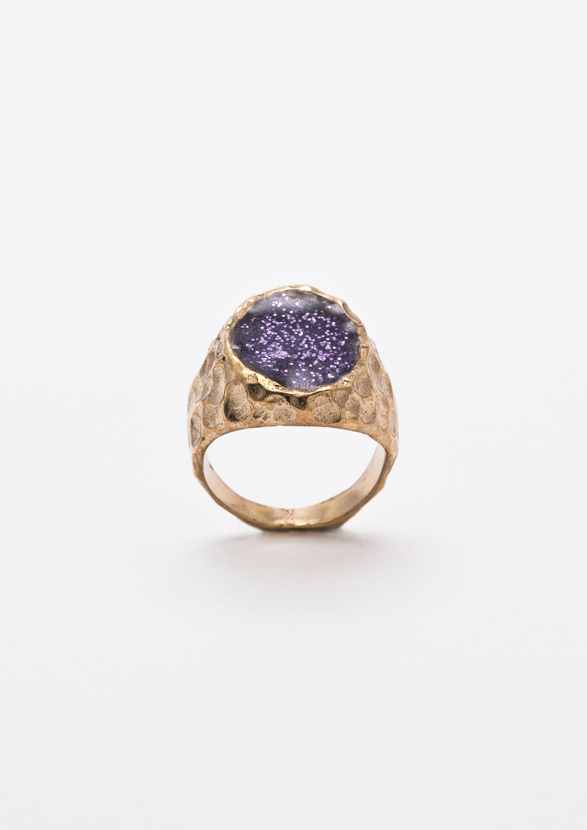 Voodoo Jewels Sigilla Purple Sigillum anello bronzo placcato oro glitter