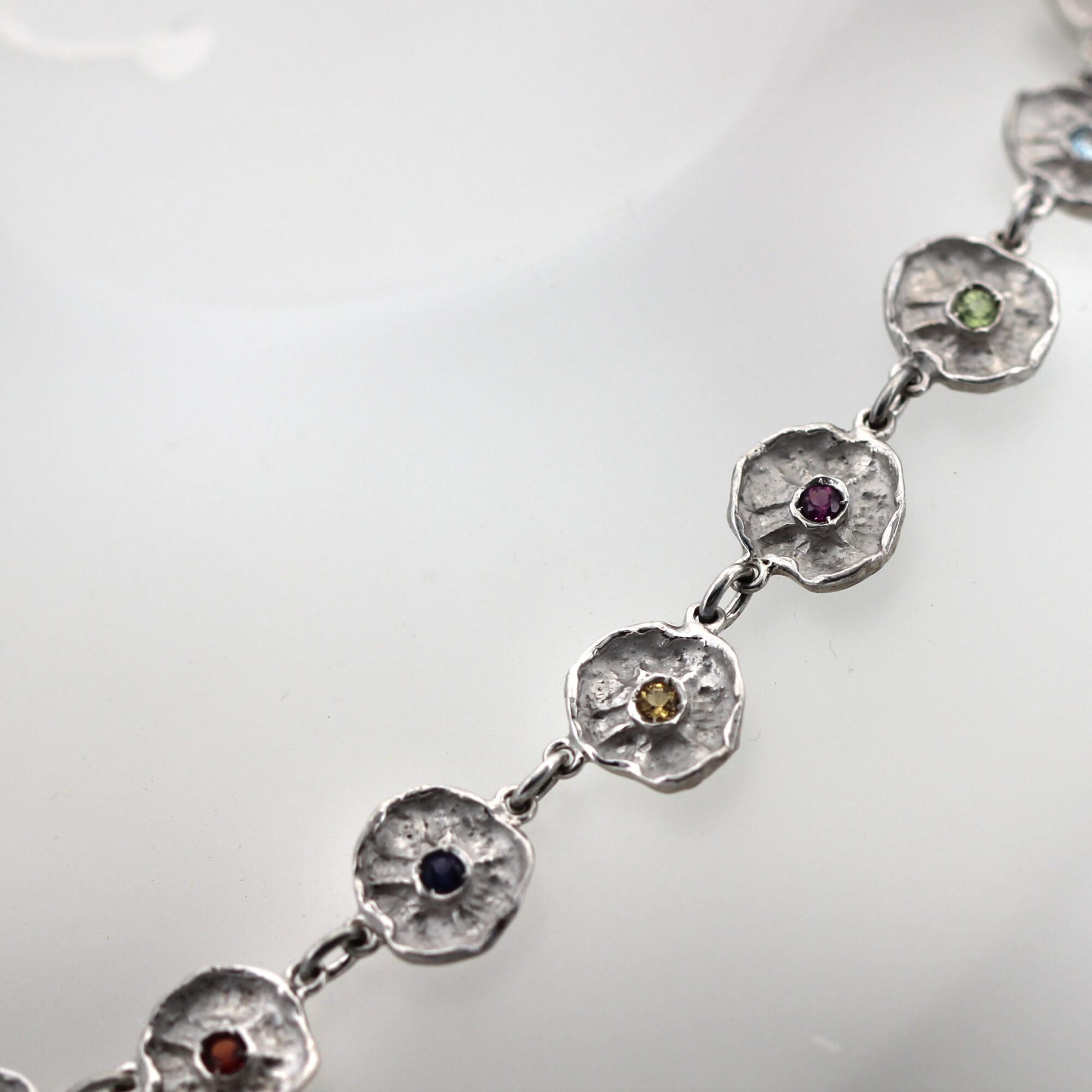 Anna Gioielli Winter Flower collana argento 22 fiori pietre 50 cm