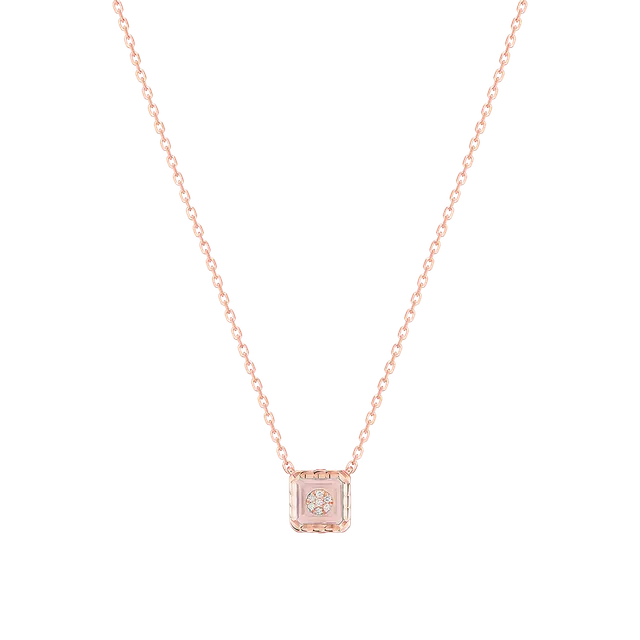 Korloff Je Play Collier carré collana oro rosa opale rosa