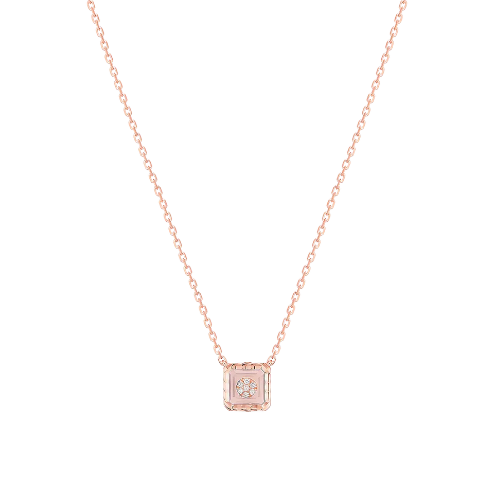 Korloff Je Play Collier carré collana oro rosa opale rosa