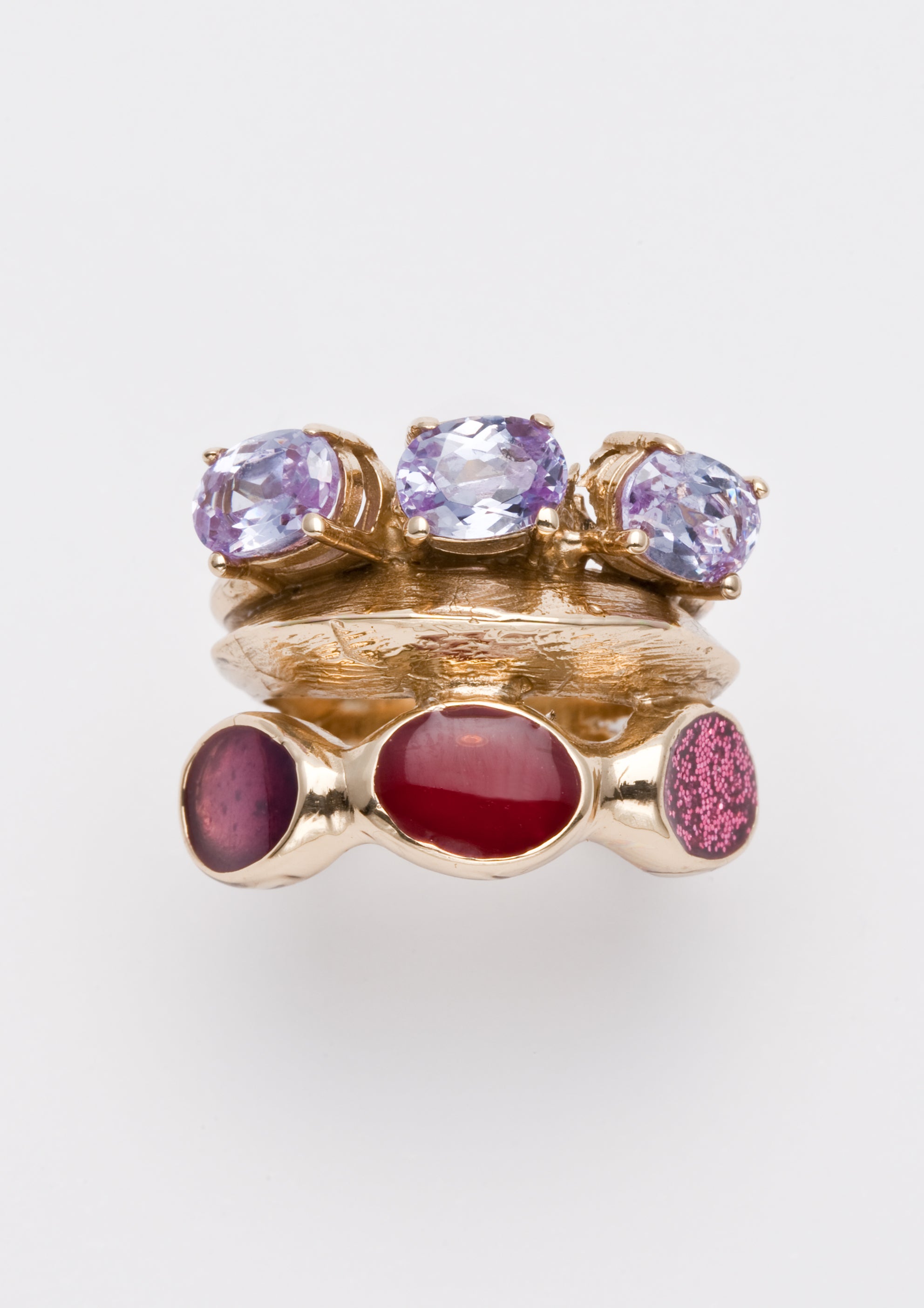 Voodoo Jewels Bold Shapes Sima anello bronzo oro pietre glitter