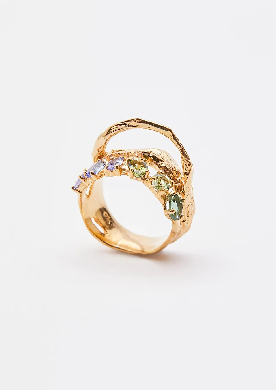 Voodoo Jewels Bold Shapes Limba anello argento dorato tormaline