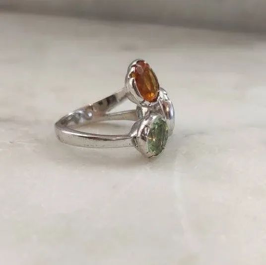 Anna Gioielli Anelli anello argento 925 pietre verdi arancioni