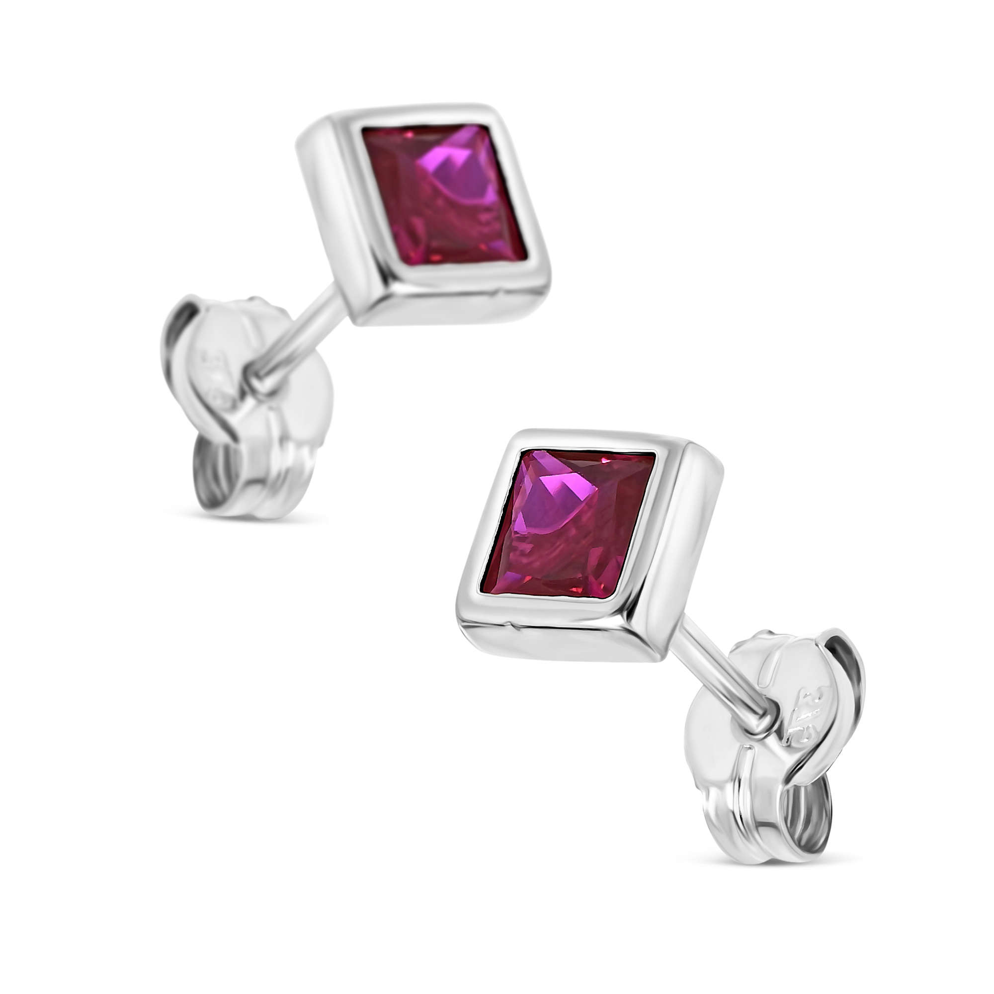 Miore orecchini oro bianco 9 kt rubino creato