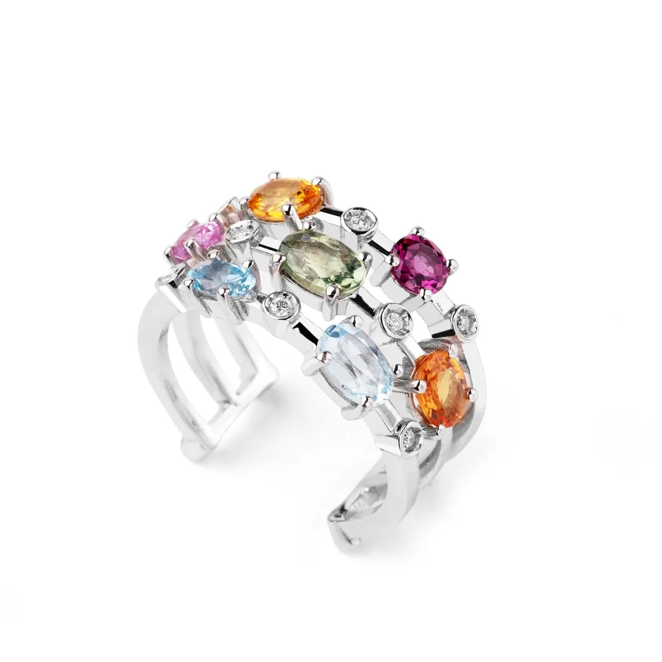 Noi Gioielli Incanto Anello oro bianco 18kt pietre colorate