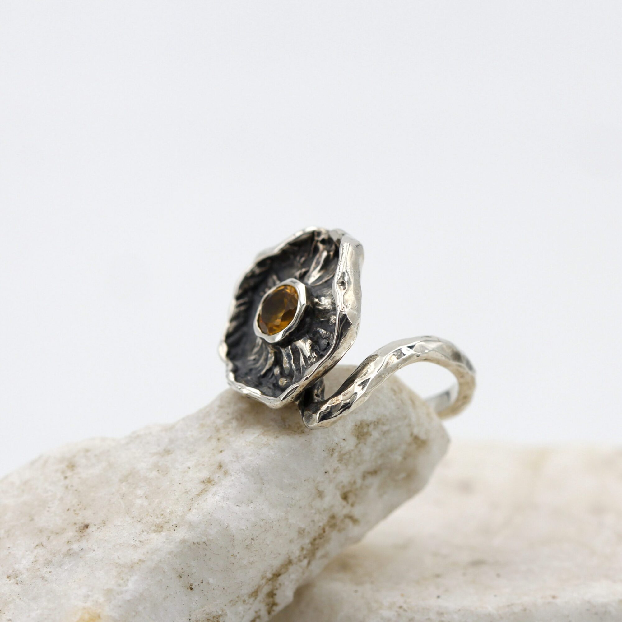 Anna Gioielli Winter Flower Anello Argento Quarzo Citrino