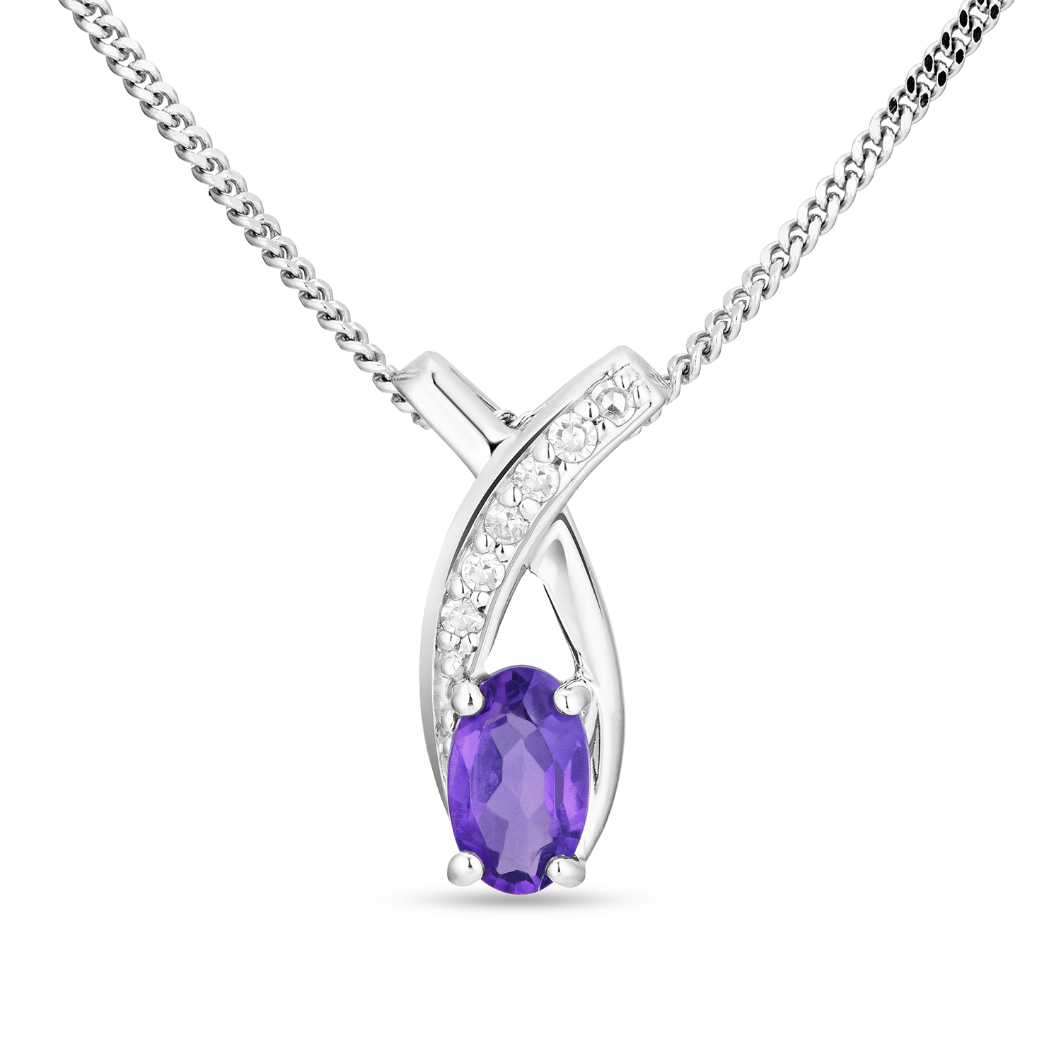 Miore Collana Oro Bianco 9KT Ametista