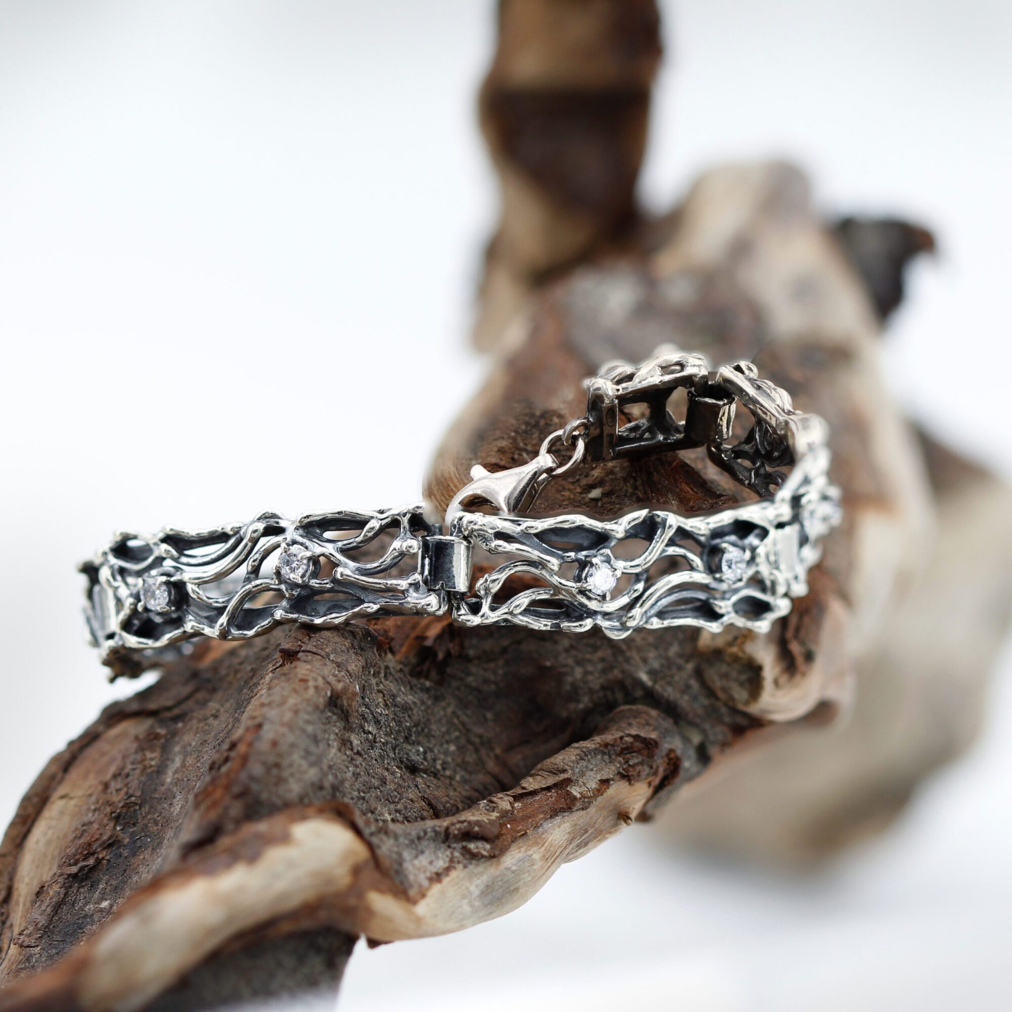 Anna Gioielli Bracciale Argento Semirigido Zirconia Intrecciato 18 cm