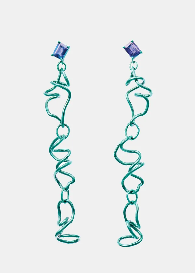Voodoo Jewels Bold Shapes Ceiba Orecchini Oro Iolite