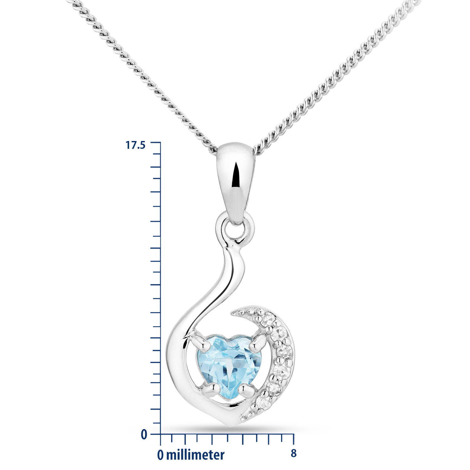 Miore Necklace Collana oro bianco 9Kt topazio blu