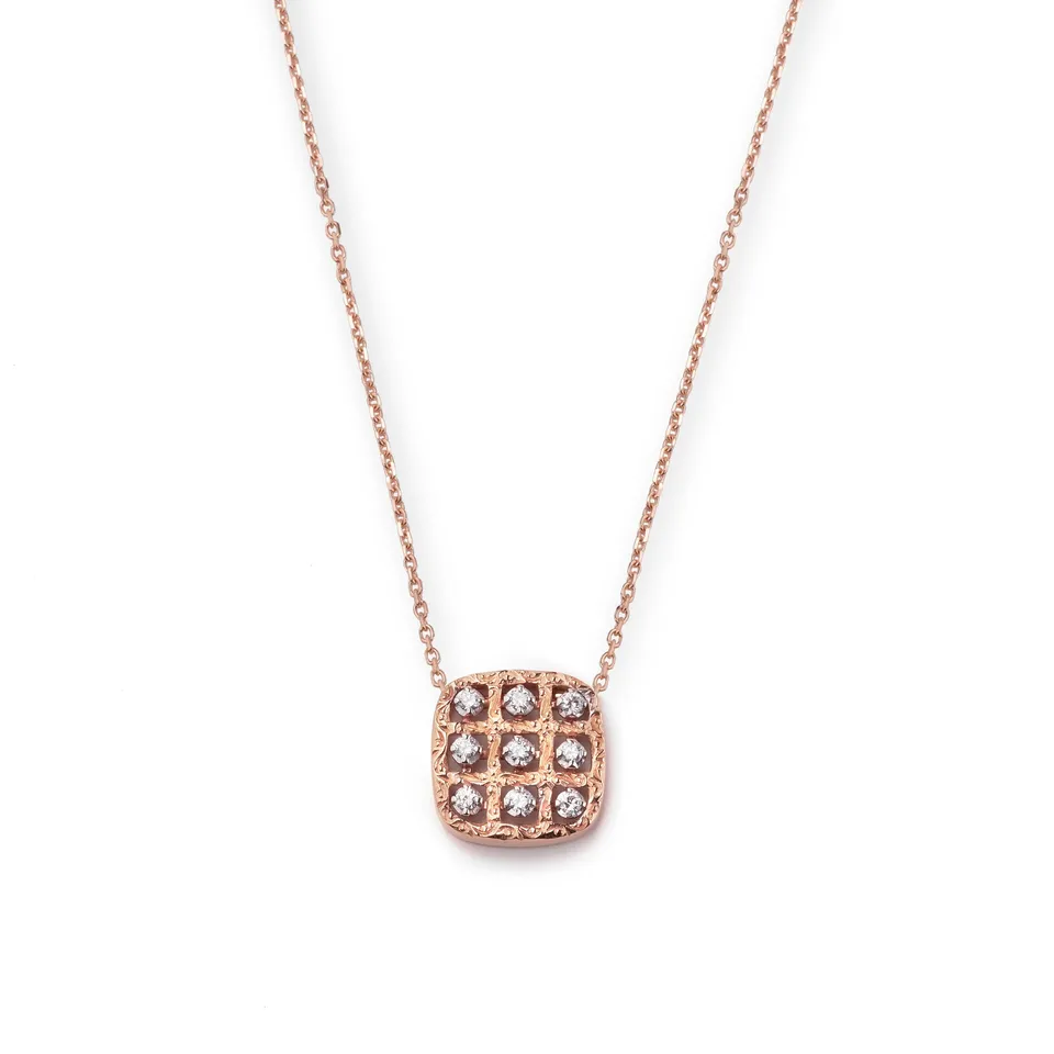 Noi Gioielli Ornato pendente oro rosa 18k inciso diamanti