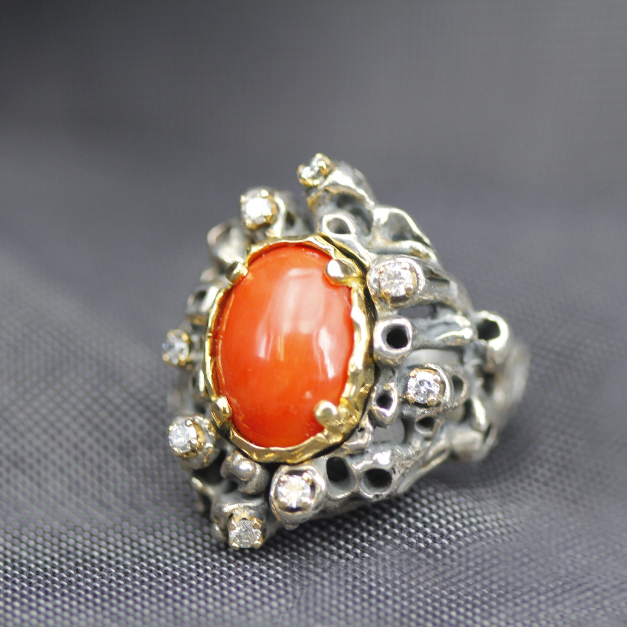 Anna Gioielli Marte Anello Argento Oro Corallo Diamanti