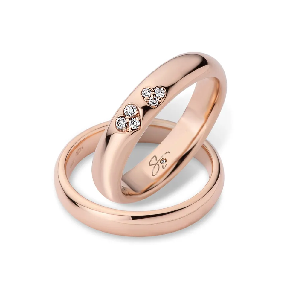 Polello Sì, Lo Voglio fedi oro rosa nuziali