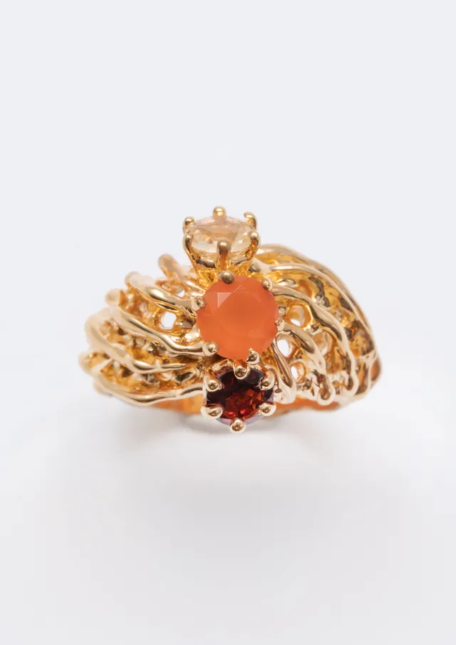 Voodoo Jewels Girl Ocean anello oro citrino granato taglia M