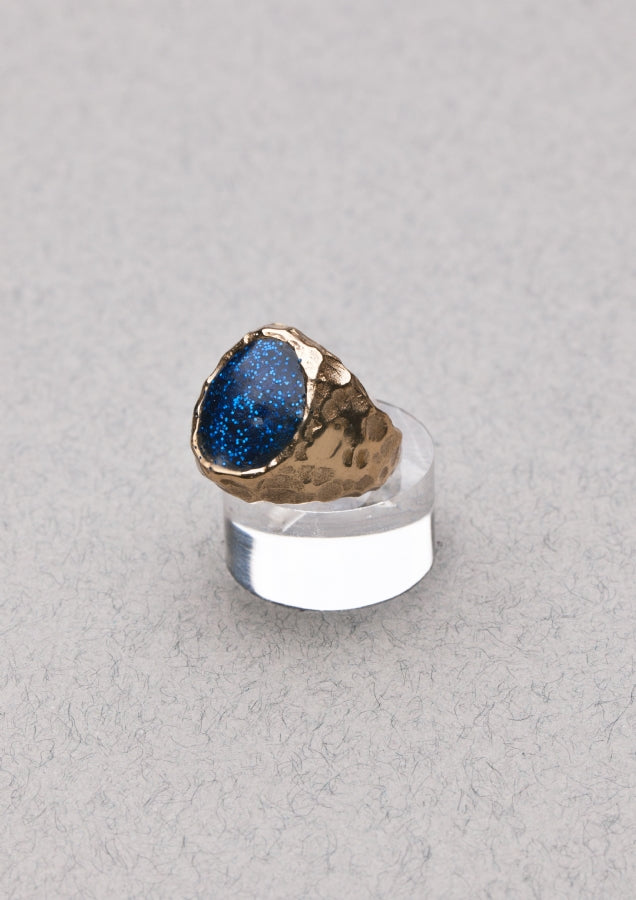 Voodoo Jewels Sigilla Blue Sigillum Anello Bronzo Glitter Blu