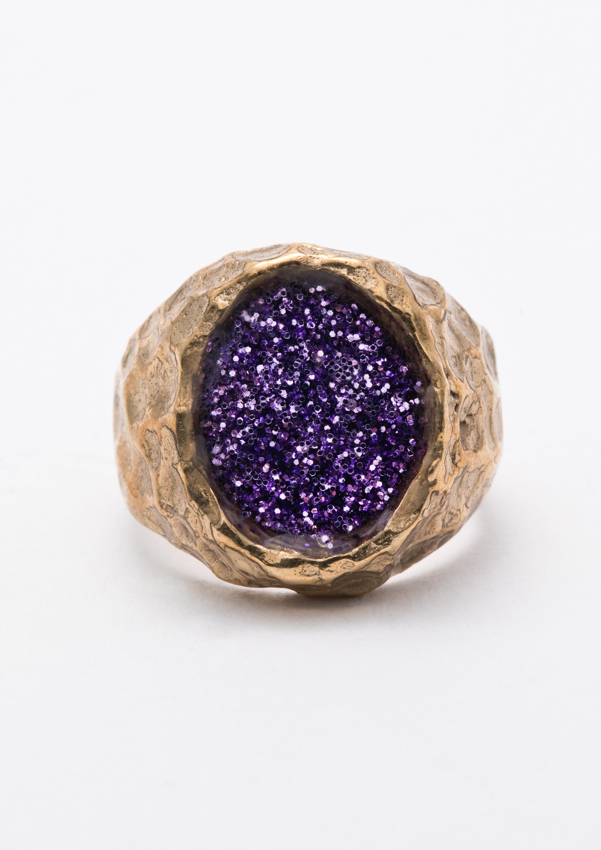 Voodoo Jewels Sigilla Purple Sigillum anello bronzo placcato oro glitter