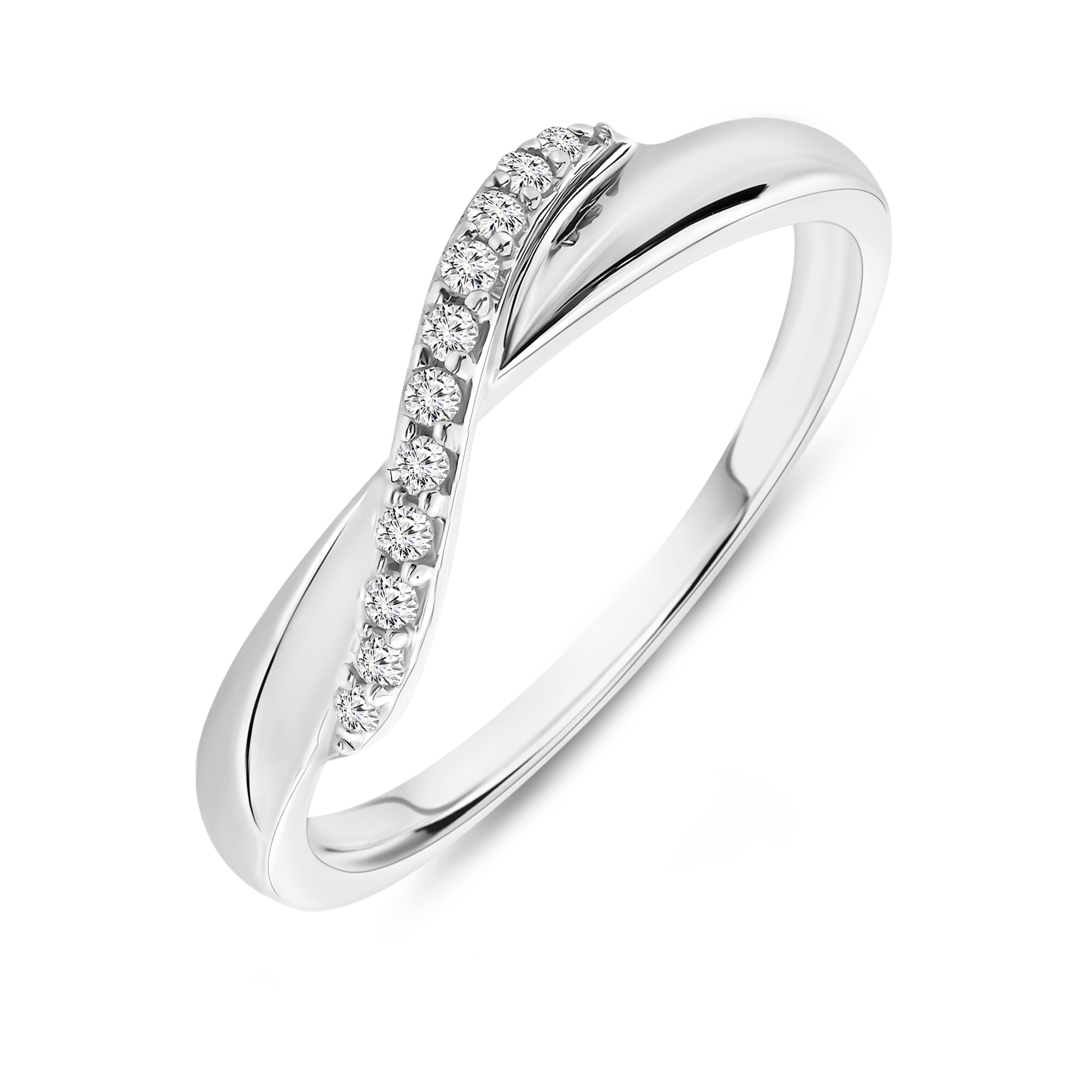 Miore Ring 9KT Anello Oro Bianco 375 Classico