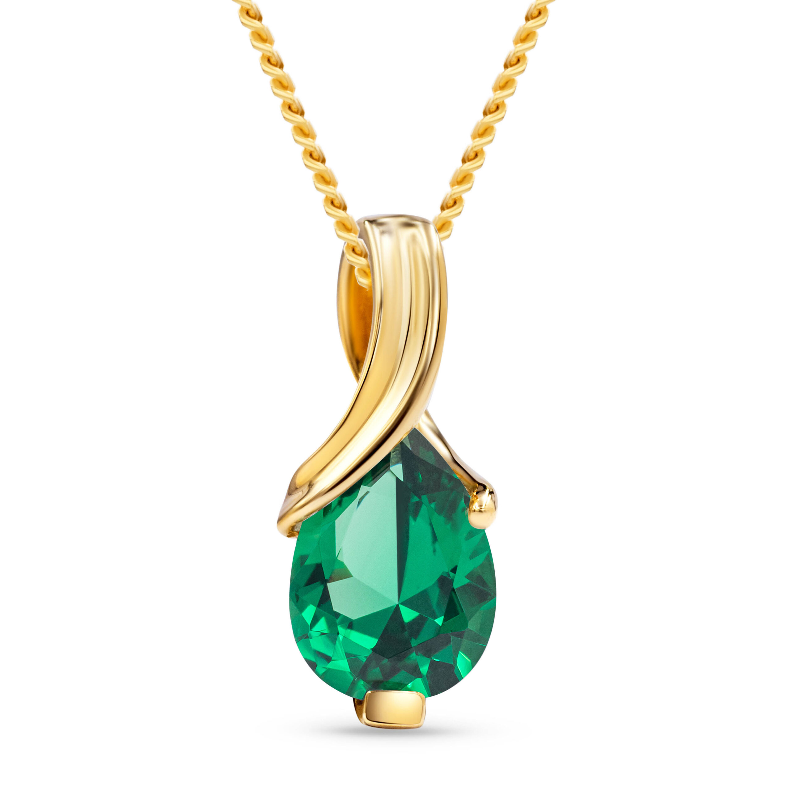 Miore Necklace collana oro giallo 14Kt smeraldo creato