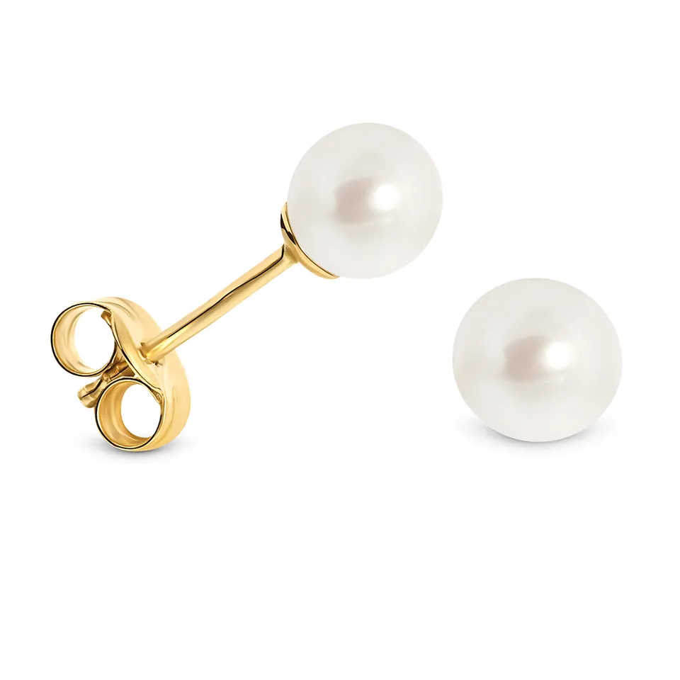Miore Orecchini oro giallo 9Kt perla acqua dolce bianca