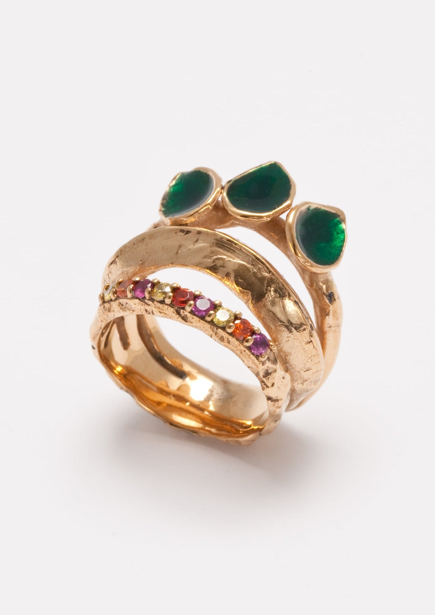 Voodoo Jewels Bold Shapes Galium anello bronzo oro pietre tonde