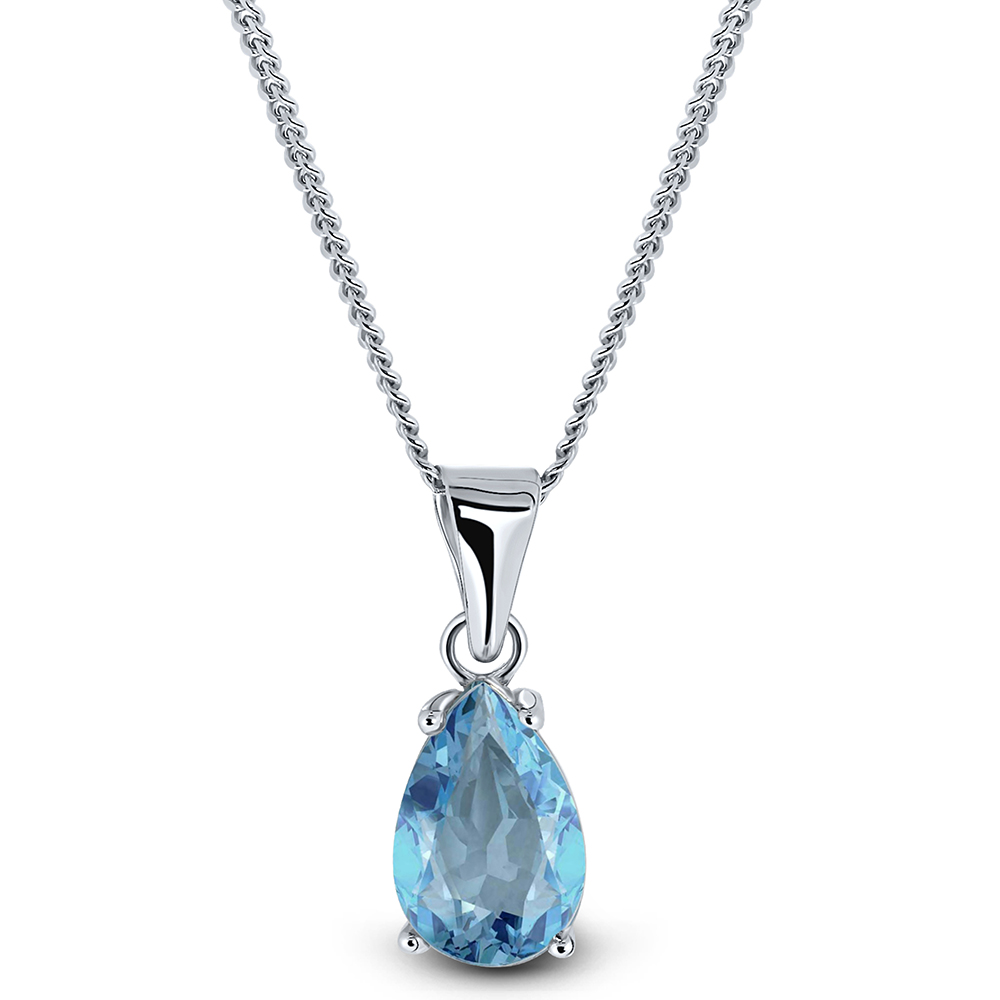 Miore Necklace Collana oro bianco 9Kt topazio blu