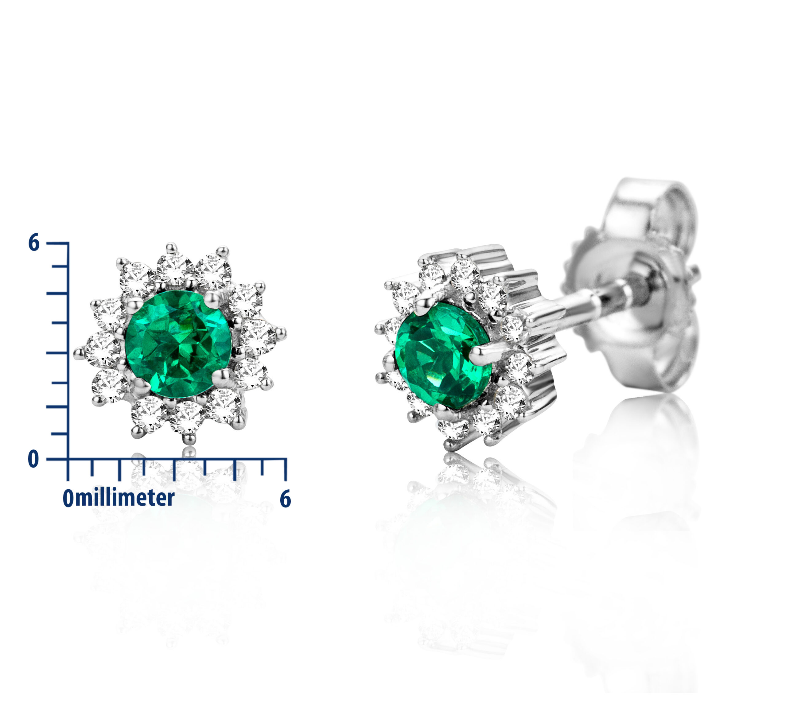 Miore Orecchini Oro Bianco 9Kt Smeraldo Creato