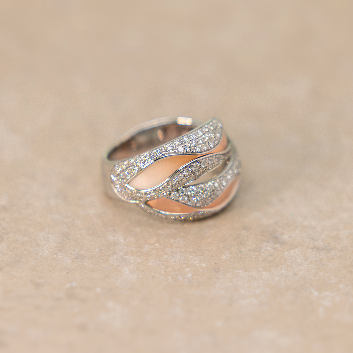 Polello Sì Lo Voglio anello oro bianco e rosa