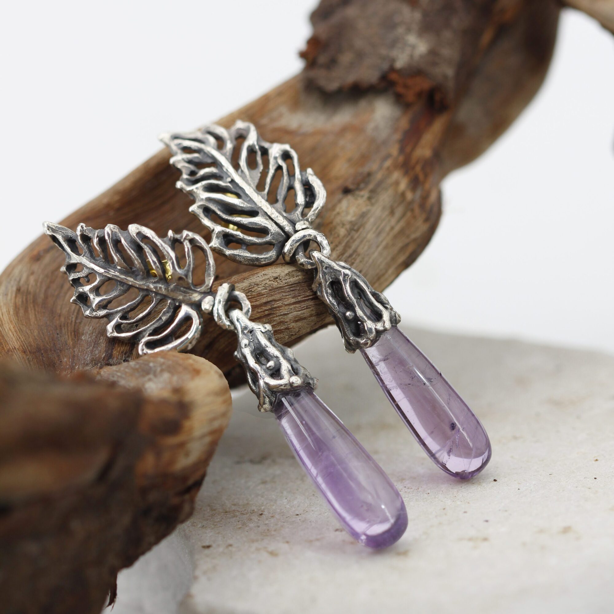 Anna Gioielli Collezione Marte Orecchini argento ametista goccia 60 mm