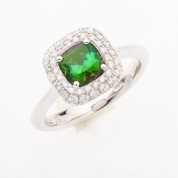 Polello Semipreziosi Anello Tormalina oro pietra verde