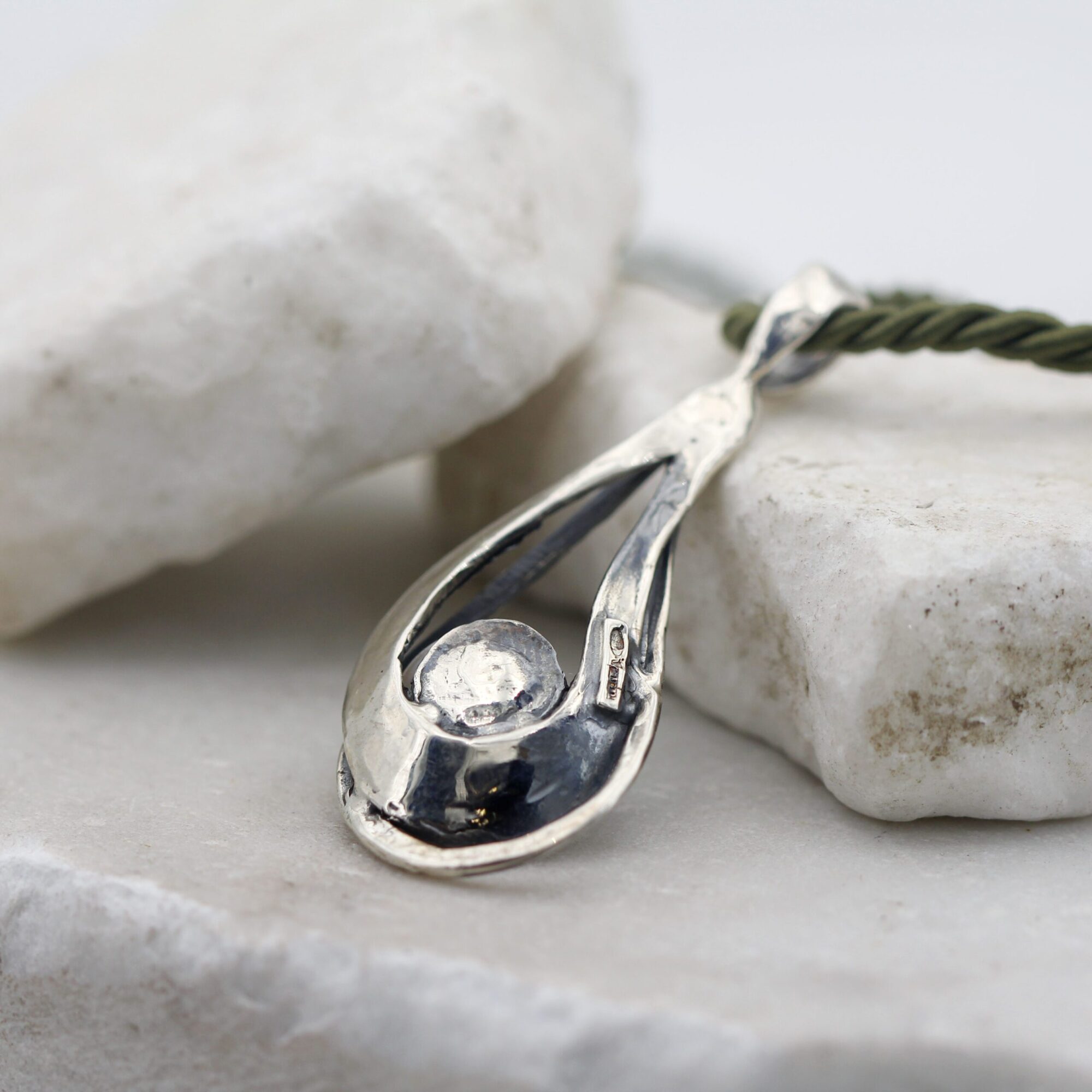 Anna Gioielli Pendenti collana perla argento corda verde