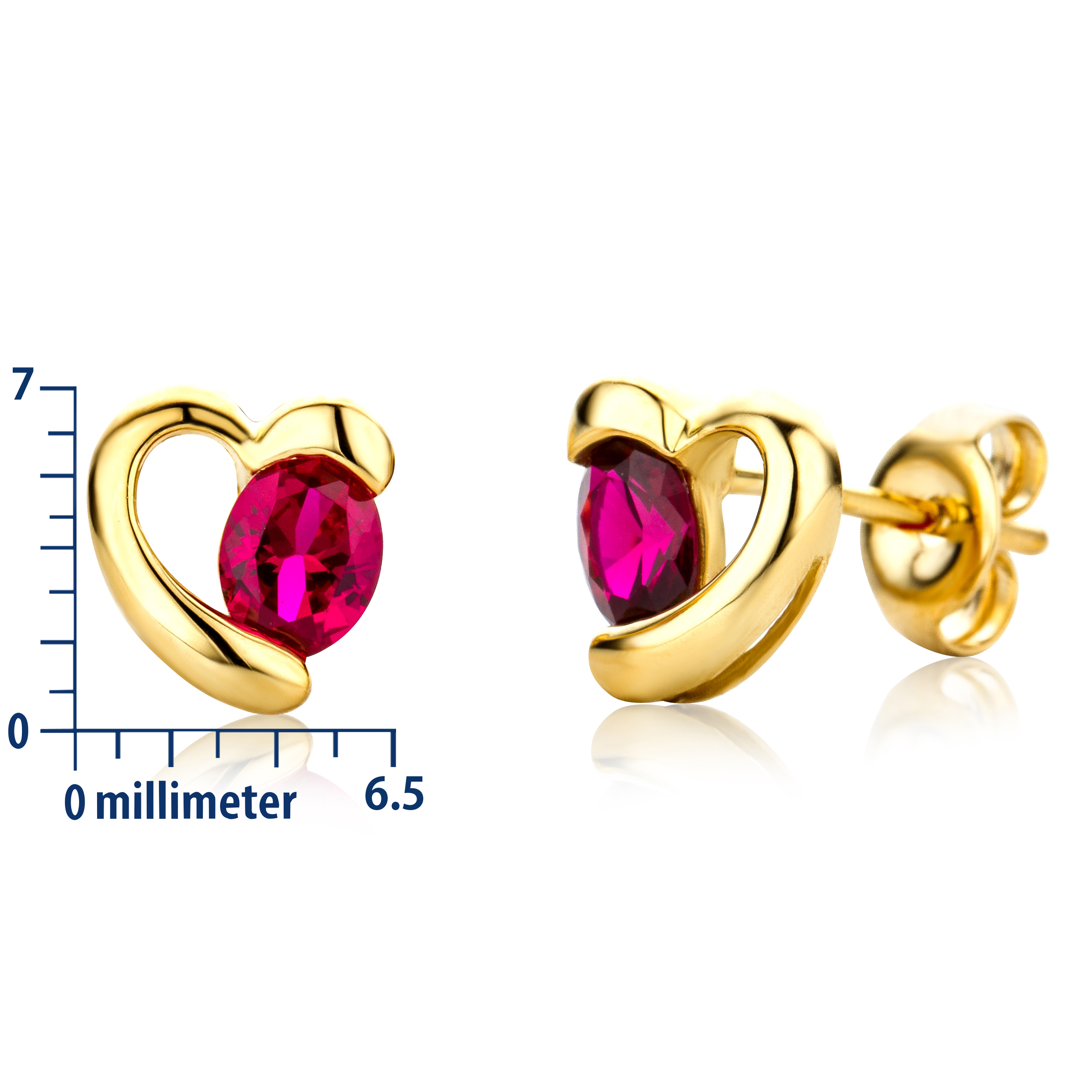 Miore Earrings Orecchini Oro Giallo 9Kt Rubino Creato