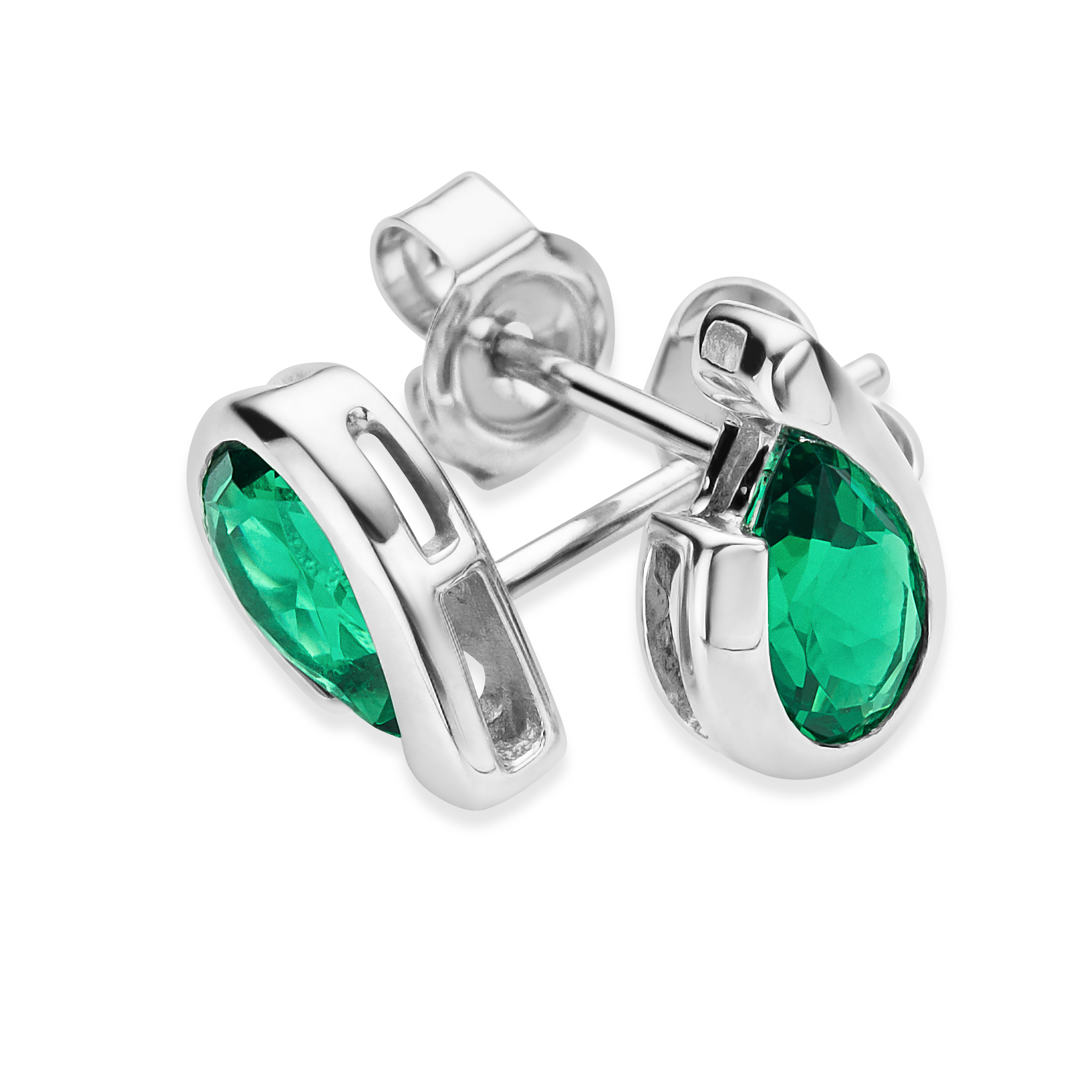 Miore Earrings Orecchini oro bianco 9Kt smeraldo creato