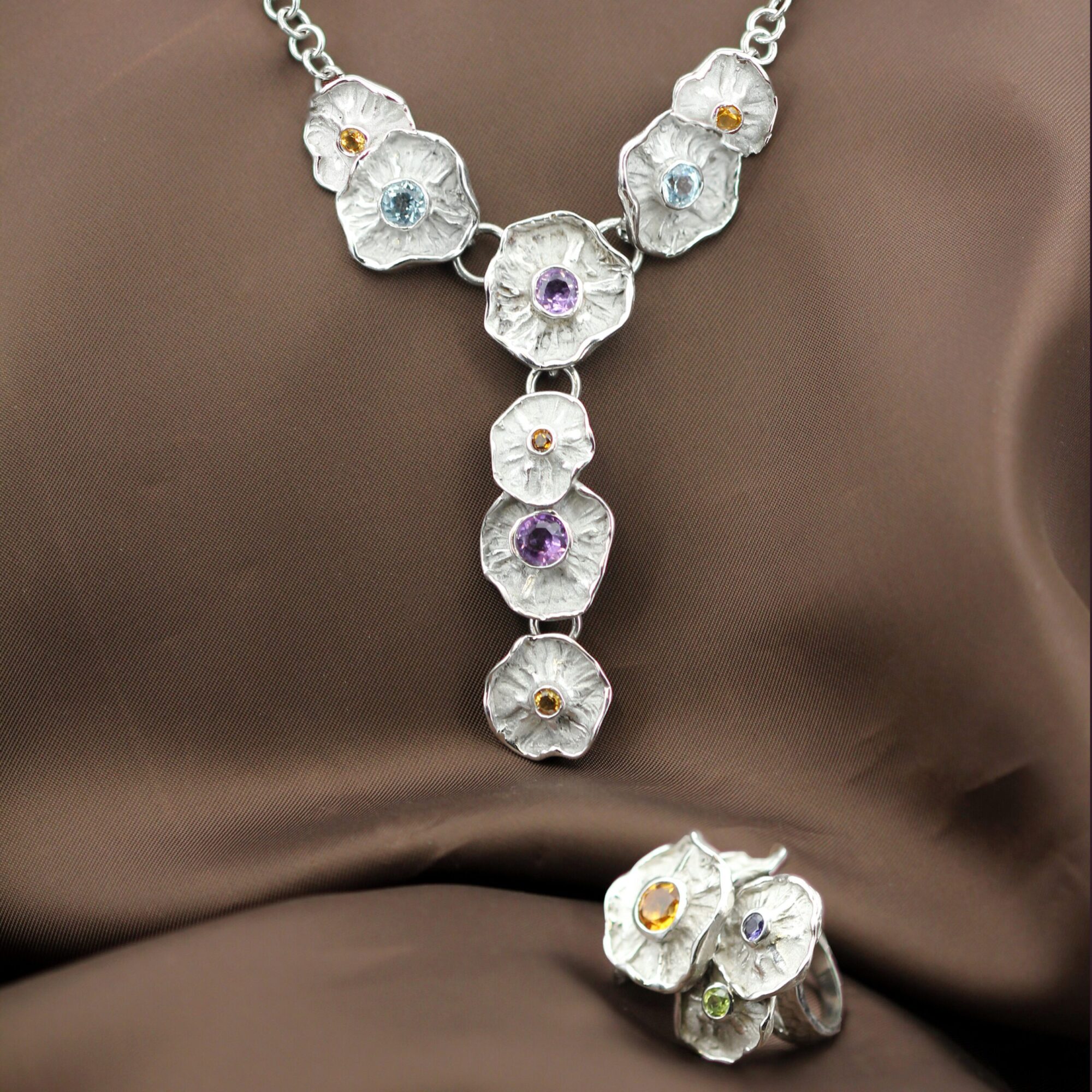 Anna Gioielli Winter Flower collana argento 52 cm 11 fiori