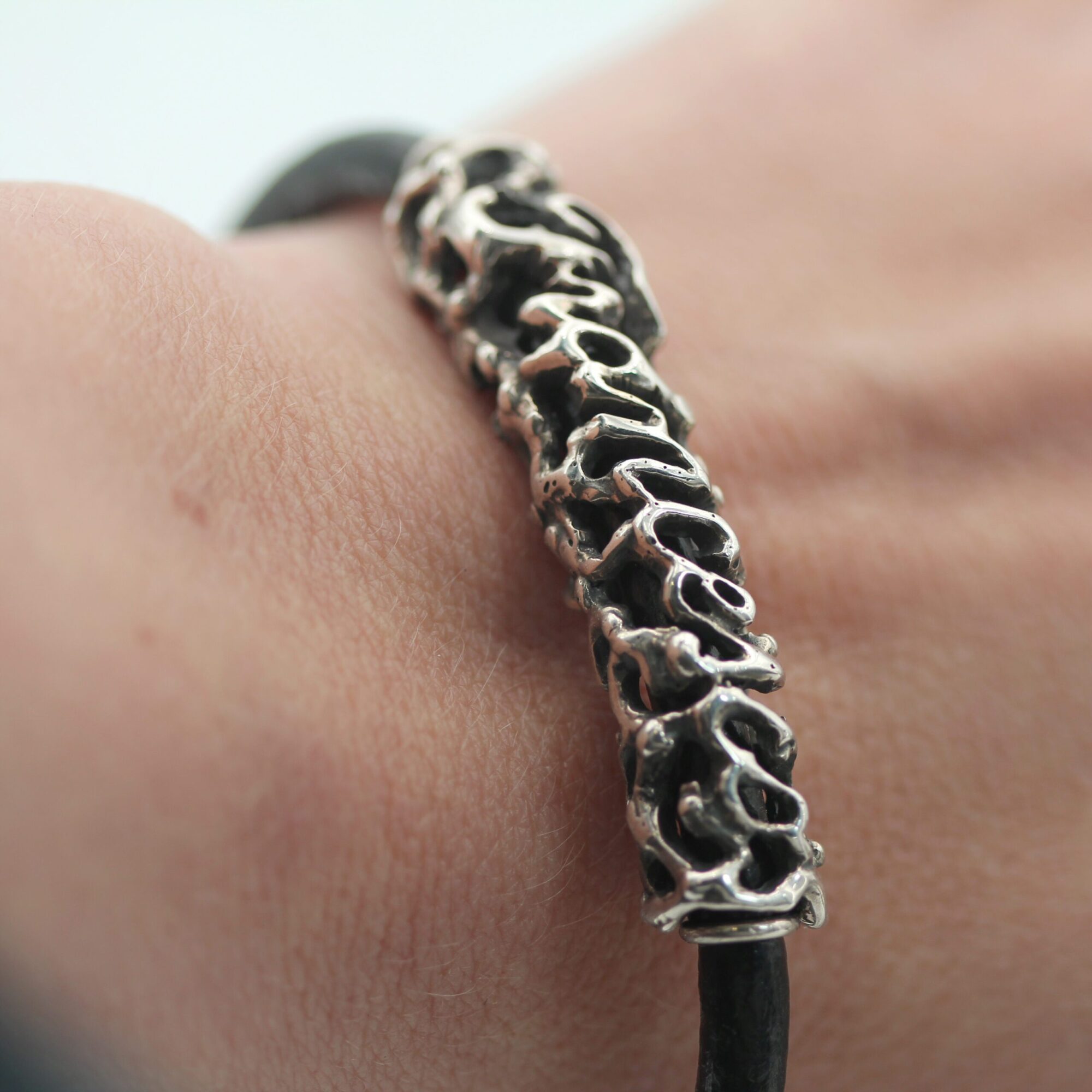 Anna Gioielli Braccialetti Bracciale Nome Argento Cuoio Nero