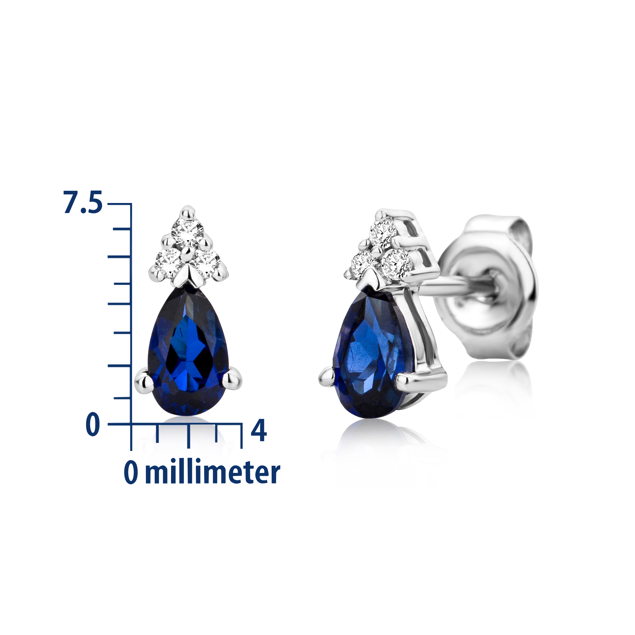 Miore Earrings Orecchini Oro Bianco Zaffiro Creato 9KT