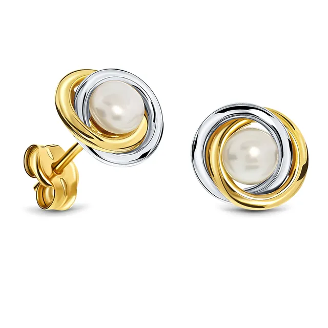 Miore Earrings Orecchini bicolore 14kt perla coltivata