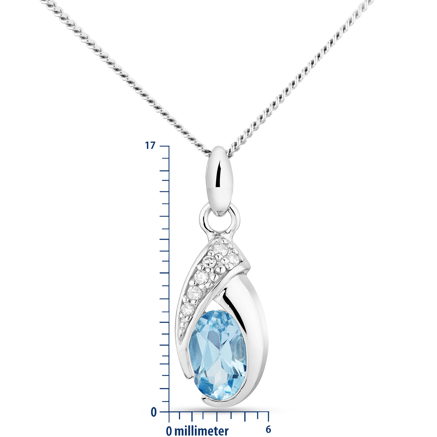 Miore Collana oro bianco 9kt topazio blu