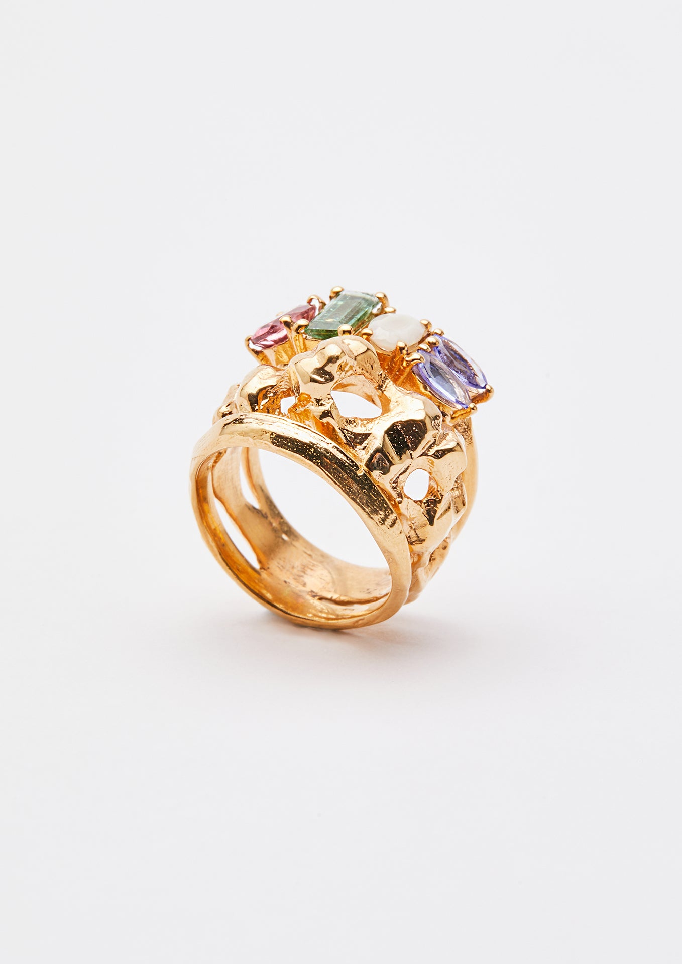 Voodoo Jewels Bold Shapes Ligo anello tormaline opale oro