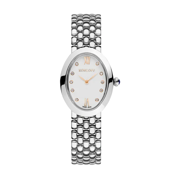 Korloff orologio piccolo modello acciaio lacca bianca