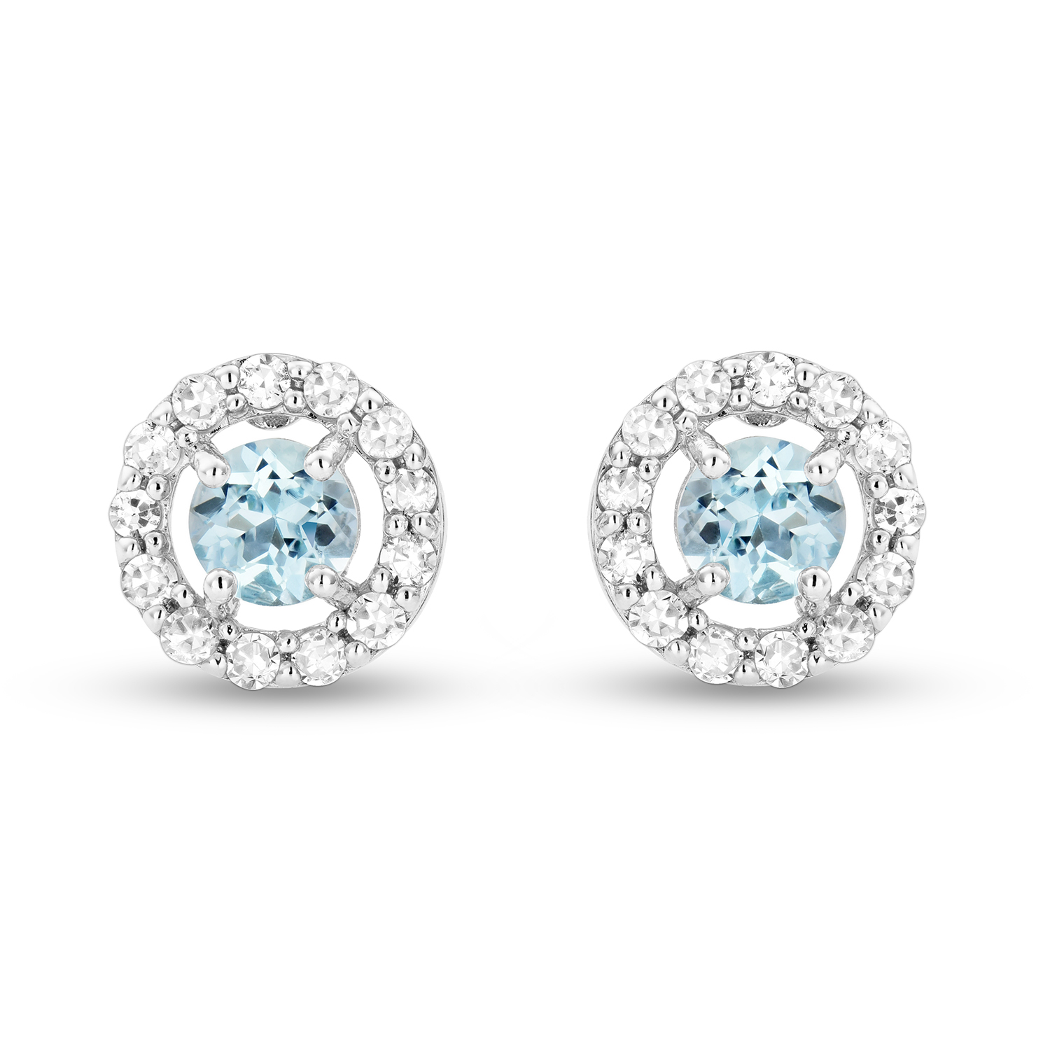 Miore Orecchini Oro Bianco 9Kt Topazio Blu
