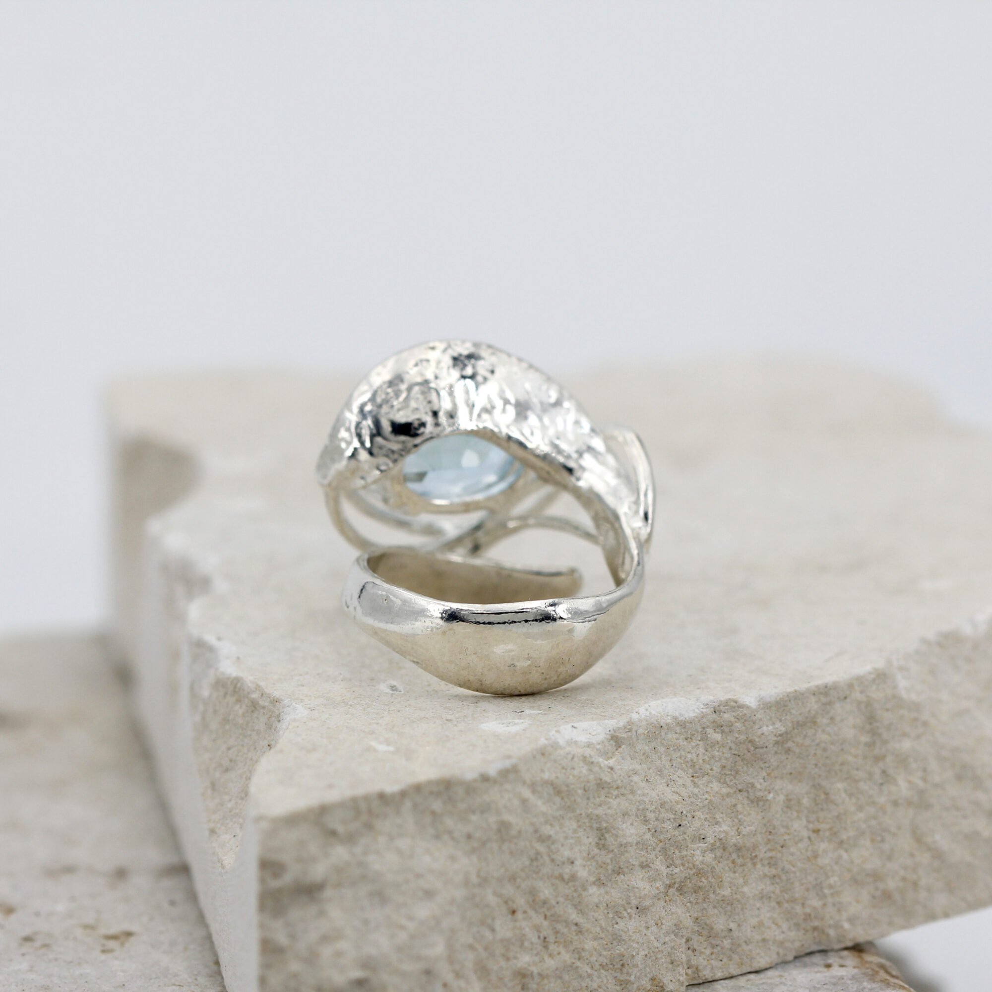 Anna Gioielli Anelli anello argento topazio blu 12x9 mm regolabile