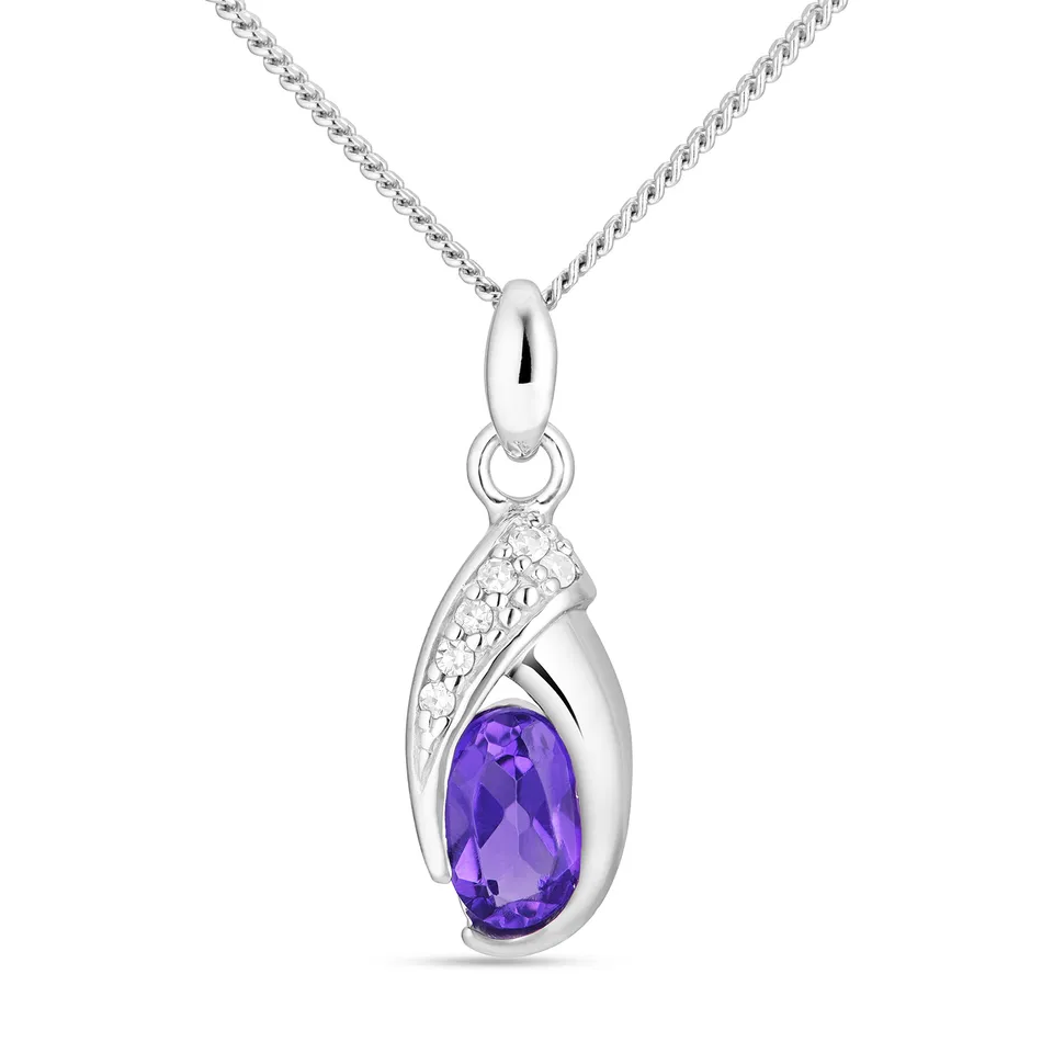 Miore Collana Oro Bianco 9Kt Ametista