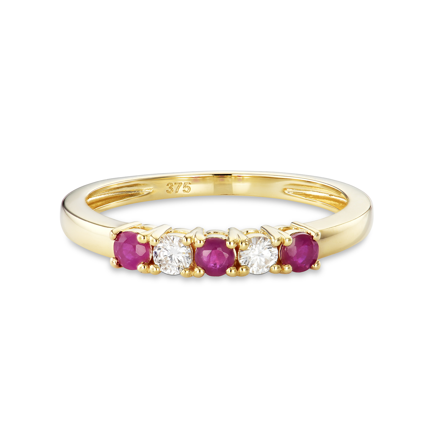 Miore anello oro giallo 9Kt rubino naturale