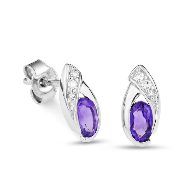 MIORE Earrings Orecchini Oro Bianco 9KT Ametista
