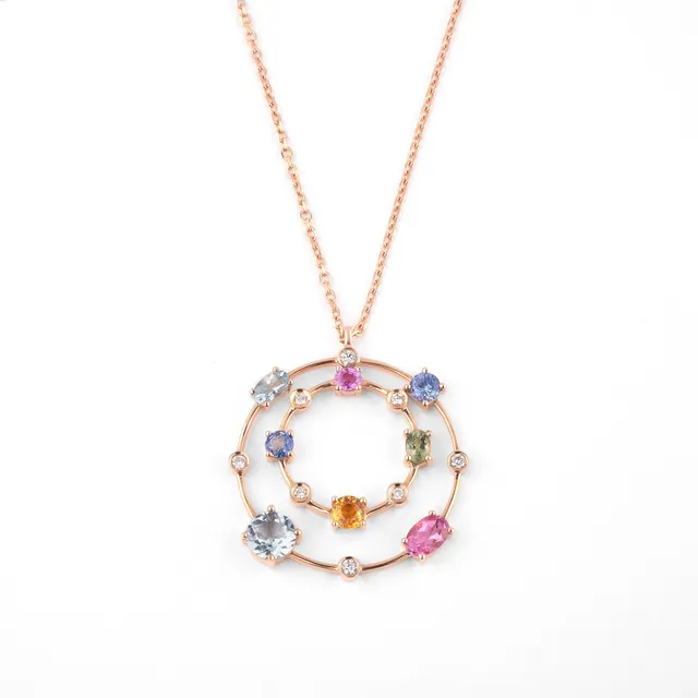 Noi Gioielli Incanto ciondolo oro rosa 18kt zaffiri 30 mm