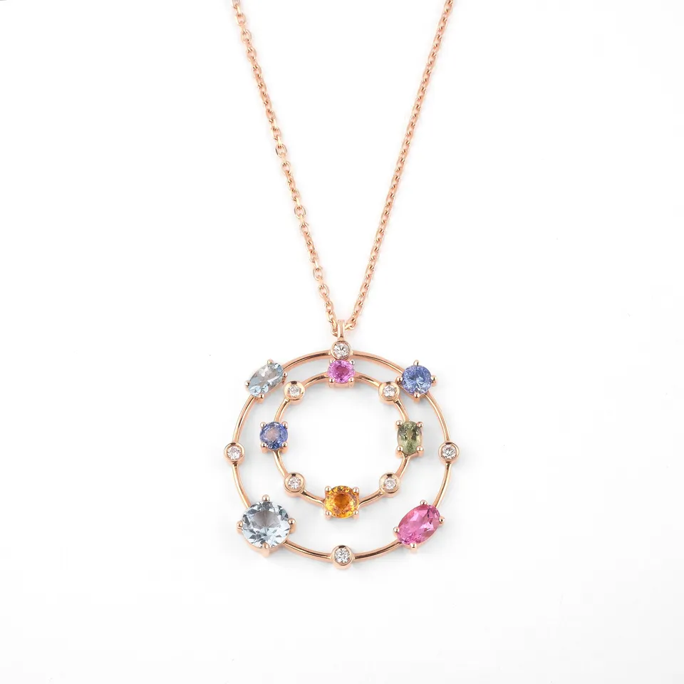 Noi Gioielli Incanto ciondolo oro rosa 18kt zaffiri 30 mm