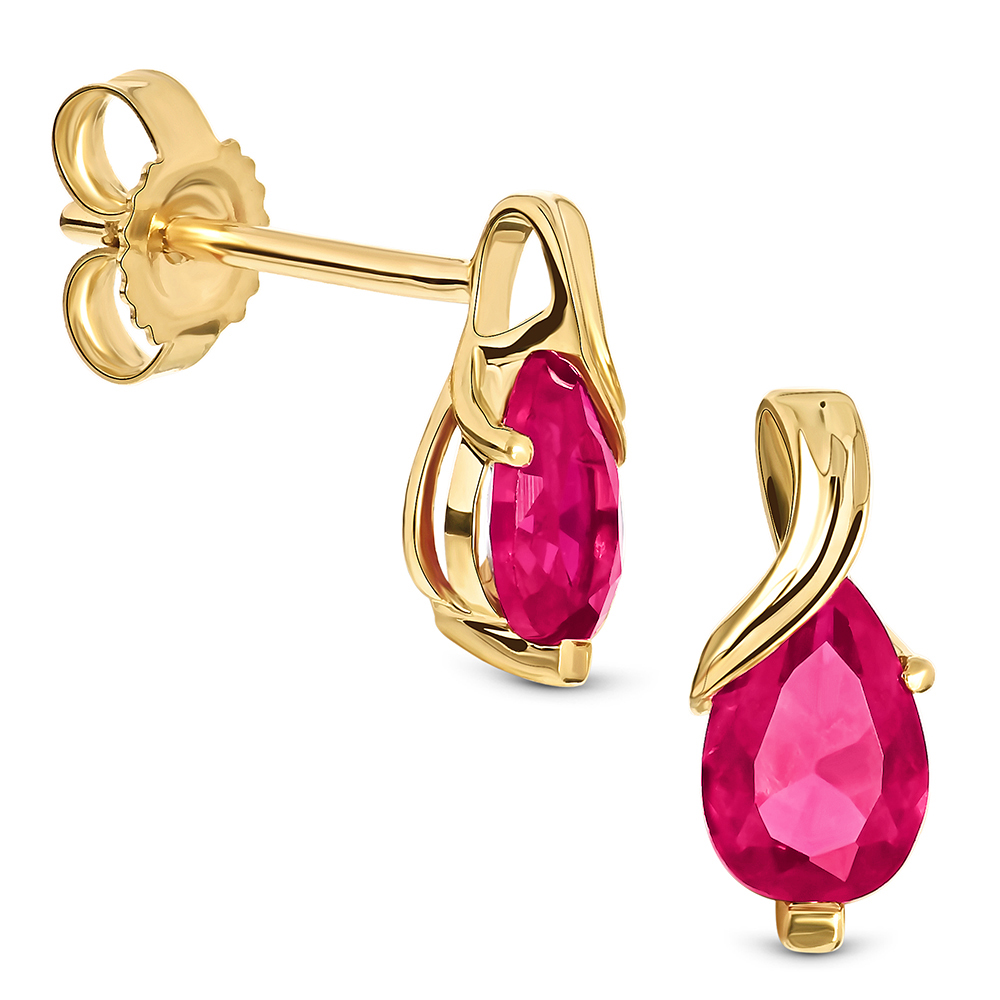 Miore Orecchini Oro Giallo 14Kt Rubino Creato