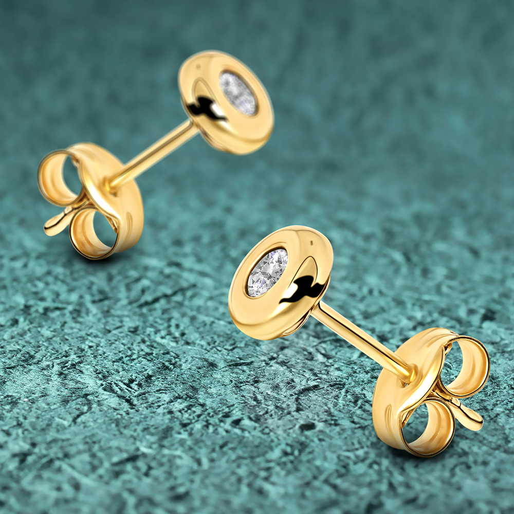 Miore Orecchini Oro Giallo 9 Kt Zirconi Donna