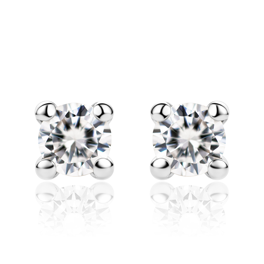 MIORE Orecchini Oro Bianco 9 Kt Zirconia Cubica