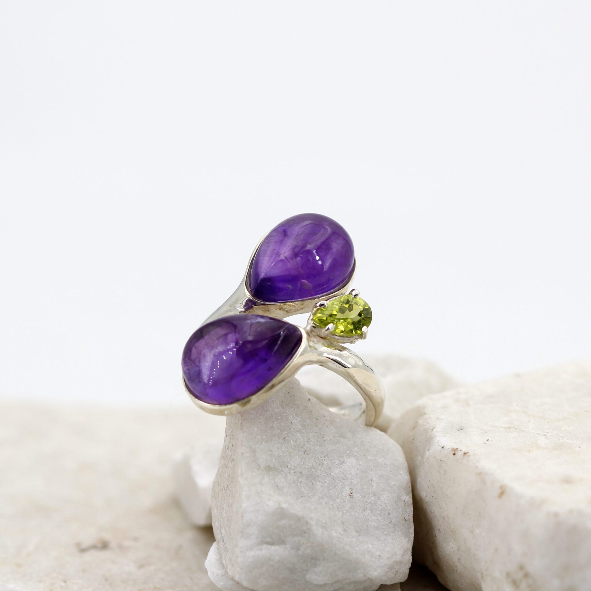 Anna Gioielli Anelli Anello argento ametiste peridoto goccia